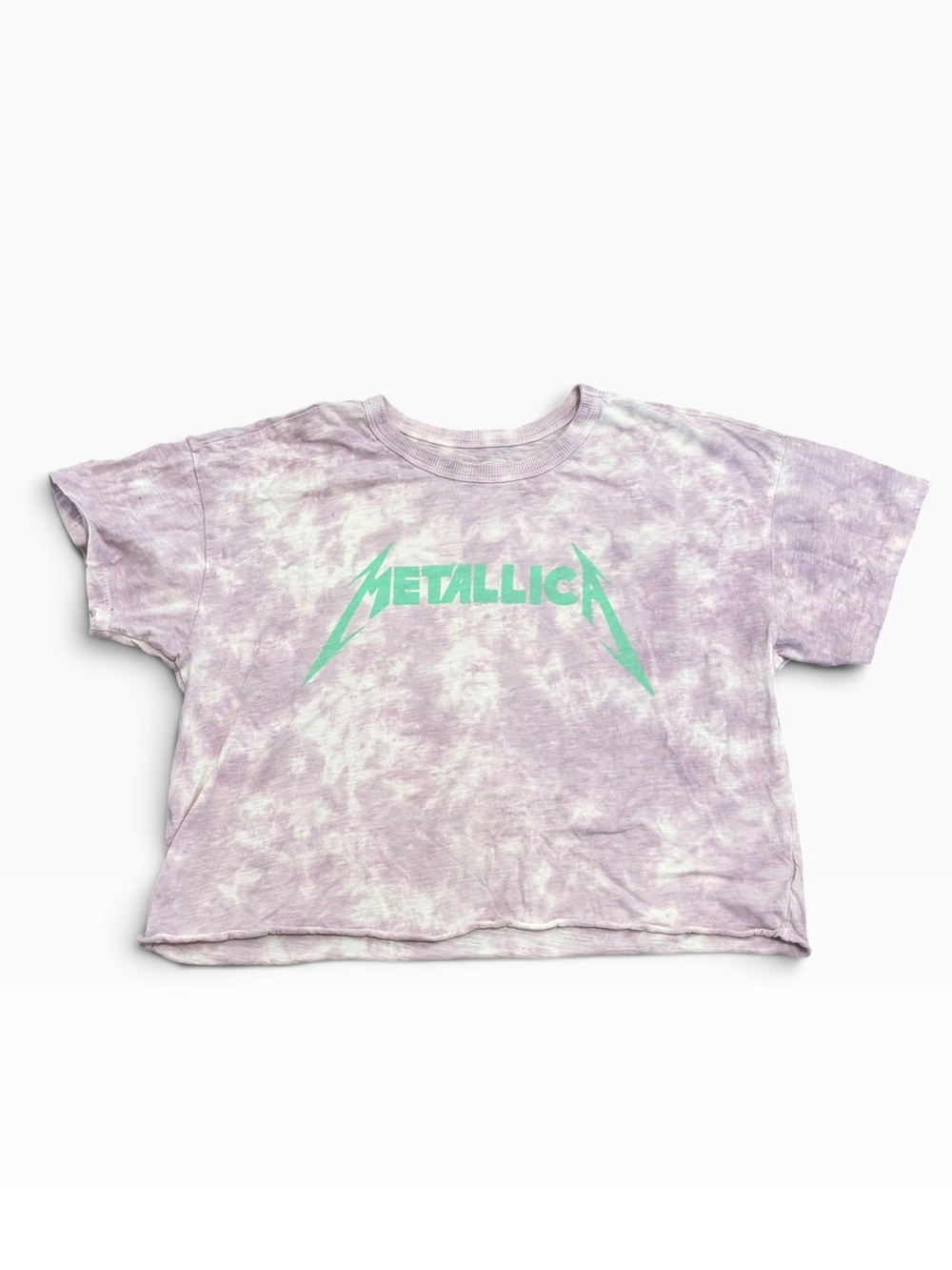 Metallica Purple Tie Dye Cropped Cut-Off Oversized Rocker Y2K Tee size Medium